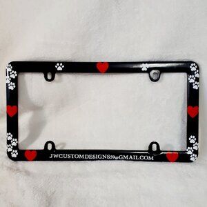 Paws & Hearts License Plate Frame